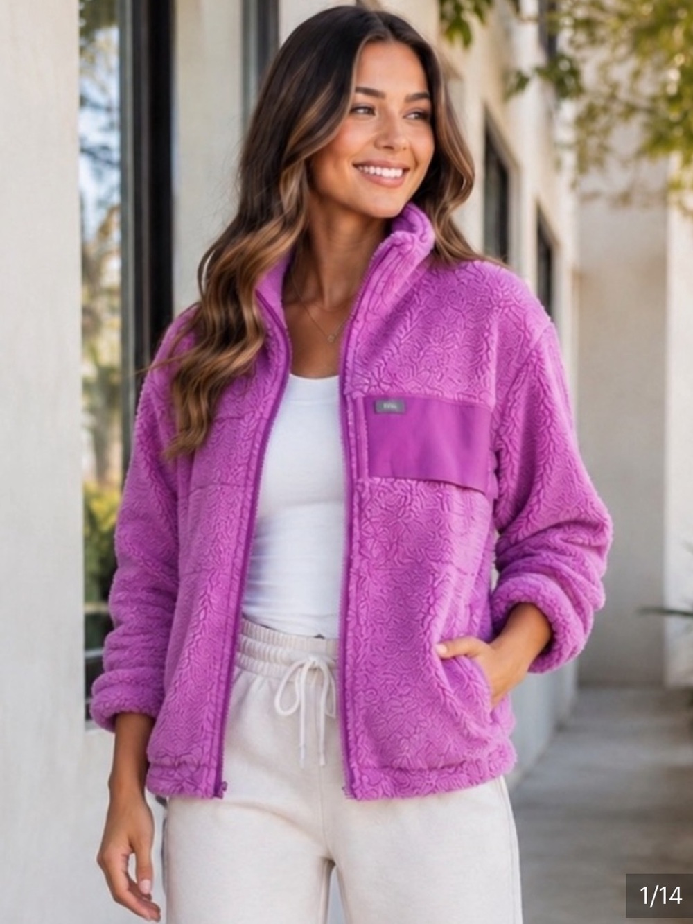 FIGS Pink Cloud Limited Edition Off-Shift Cozy Fleece Jacket M NWOT